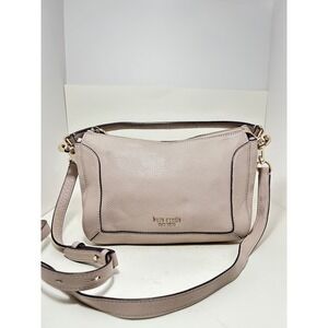 Kate Spade New York Pebbled Leather Crossbody Bag Taupe Grey Gold Hardware